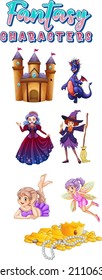 Fantasy cartoon characters set illustration