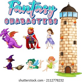 Personajes de caricatura de fantasía ilustran
