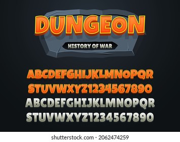 fantasy cartoon dungeon medieval rpg game logo title text effect with stone frame