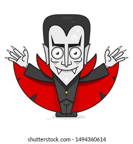 Fantasy Cartoon Vampire Character. Funny Vector Illustration. Cute Cartoon Scary Funny Character. Happy Halloween.