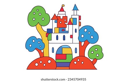 Fantasy Cartoon World: Adventures of Castle, Tree, and Animals