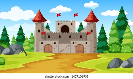 A fantasy castle background illustration