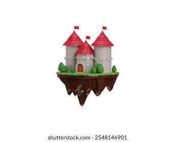 Fantasy castle building 3d render concept of game assets  icon 3d rendering vector illustration