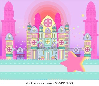 Fantasy castle with copy space for text - Vector Fantasy Artwork  in adobe illustrator. 