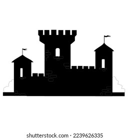 Fantasy castle. Isolated silhouette on a white background. Vector illustration. For design, prints, stickers, decor, logo, emblem
