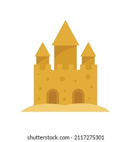 Fantasy Burg Sandsymbol. Flache Illustration von Fantasy-Burg und Vektorsymbol einzeln auf weißem Hintergrund