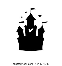 Fantasy castle silhouettte for Little princess. Decorative elements in scandinavian minimalistic style