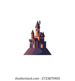 Fantasy castle vector. Dark themed architecture vector. Halloween castle design.