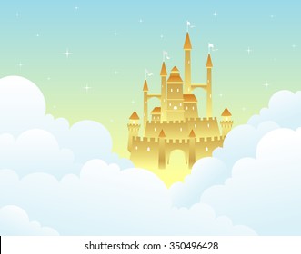 Fantasy Castle-Kingdom up in the sky, clouds and structure grouped separately