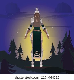 fantasy character back side illustration vector
