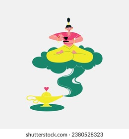 Fantasy character fun flying genie