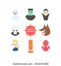 Fantasy character vector set, white background, vector