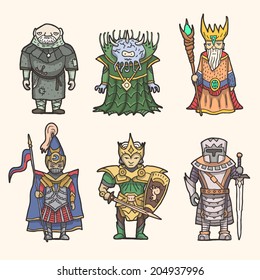 Fantasy characters icon set