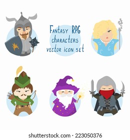 fantasy characters icon set eps8