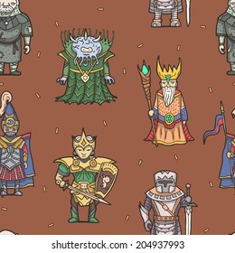 Fantasy characters seamless pattern