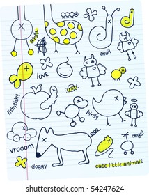 Fantasy characters sketch doodles in vector