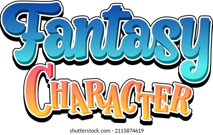 Fantasía Caracteres texto palabra en ilustración estilo caricatura