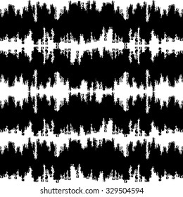 Fantasy chevron seamless pattern made with ink. Modern design.Black and white hipster  background with grungy zigzag stripes. Vector illustration. Freehand texture. Artistic  wallpaper.