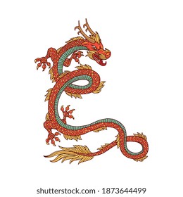 Fantasy Chinese Dragon Red Scales Cartoon Stock Vector (Royalty Free ...