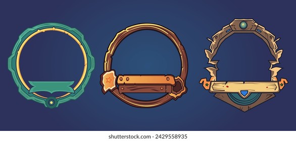 Fantasy circle borders avatar frames for game ui design