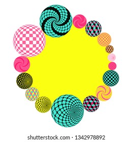 fantasy circular frame with geometric beads in pop colors