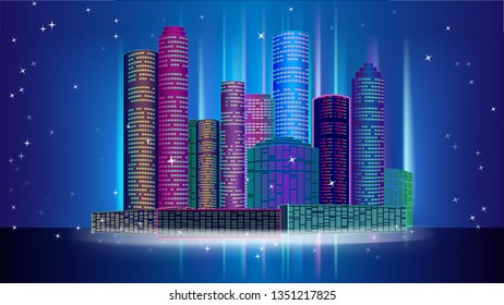 Fantasy city, vector illustration