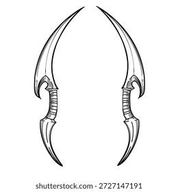 Fantasie Klaue Waffe Vektor Linie Kunst handgezeichnet Illustration
