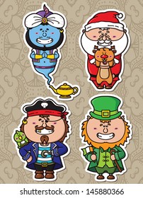 fantasy collection. Vector illustrations of funny fantasy characters from children books