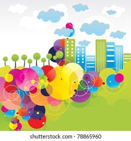 fantasy color city vector