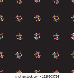 fantasy colorful fish seamless pattern