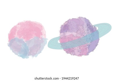 Fantasy colorful planets. Pink abstract ball. vector illustration