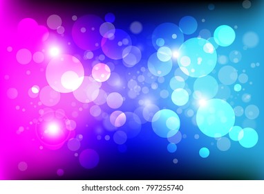 Fantasy colorful violet bokeh blur bubble air fresh star dust galaxy space shiny abstract background