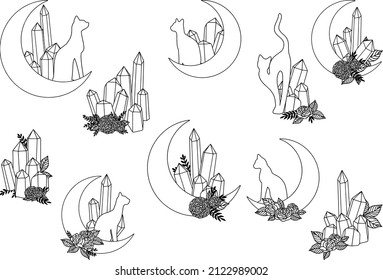 Esbozo de composiciones de fantasía. Diseño de sueño puesto sobre fondo blanco
