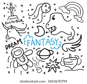 fantasy concept doodle vector illustration