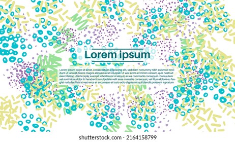 Fantasy Konfetti chaotisch doodle geometrischen Formen Hintergrund. Abstrakte Karte, Layout. Kreative Landing Page oder Business Hintergrund. Werbedecke.