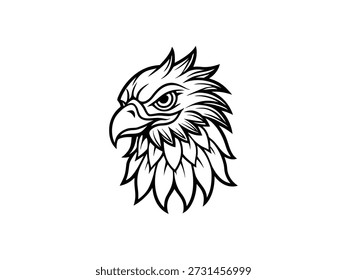 Vista de perfil de criatura de fantasia representando grifo pássaro besta mascote lenda heráldica emblema