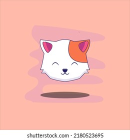 Fantasy cute cat face isolated on pink background. its a girl slogan. Children's graphics for t-shirts and can also be used for other. Greeting card.