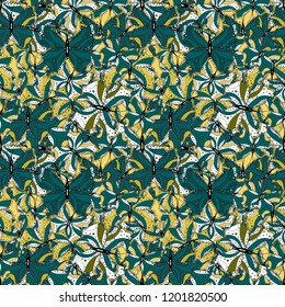 Fantasy cute illustration. Abstract seamless pattern for boys, girls, clothes, wallpaper. Of watercolor butterflies on neutral, white and black background. Vector illustration.