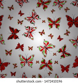 Fantasy cute illustration. Vector illustration. Of watercolor butterflies on white, black and red background. Abstract seamless pattern for boys, girls, clothes, wallpaper.