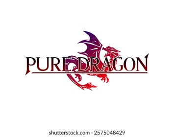 fantasy dark pure dragon logo in japan rpg game style or jrpg