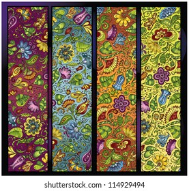 fantasy decorative floral stripe background set