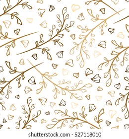 Fantasy decorative herbal branches vector seamless pattern