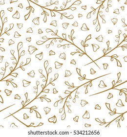 Fantasy decorative herbal branches vector seamless pattern