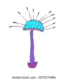 Fantástico icono decorativo de hongos mágicos sobre fondo blanco. Concepto dibujado a mano. Ilustración vectorial.