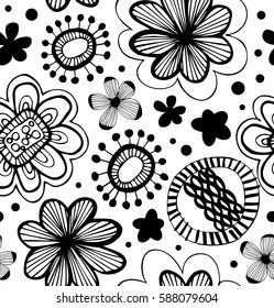 Fantasy decorative pattern with floral ornament. Abstract background with stylized flowers