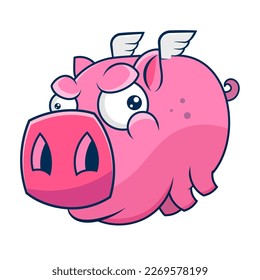 Fantasy design template with pig with wings.Cartoon style icon Perfect for home decor such as posters, wall art, tote bag, t-shirt print, sticker