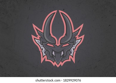 Fantasy Devil Monster Head Cartoon Logo Mascot illustration. Esport Team Game Asset for Sticker, Print.