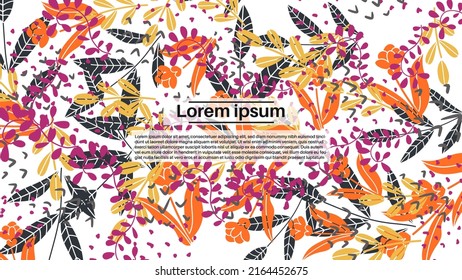 Fantasy ditsy floral doodle shapes background. Messy abstract card, layout. Creative cute landing page or business background. Advertisement cover, wedding card.