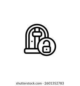 fantasy door unlock outline icon and illustration
