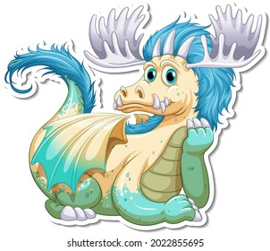 Fantasy Dragon cartoon character sticker illustration